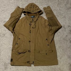 Polo Ralph Lauren Moto Motorcycle jacket hoodie vintage brown mens size Large